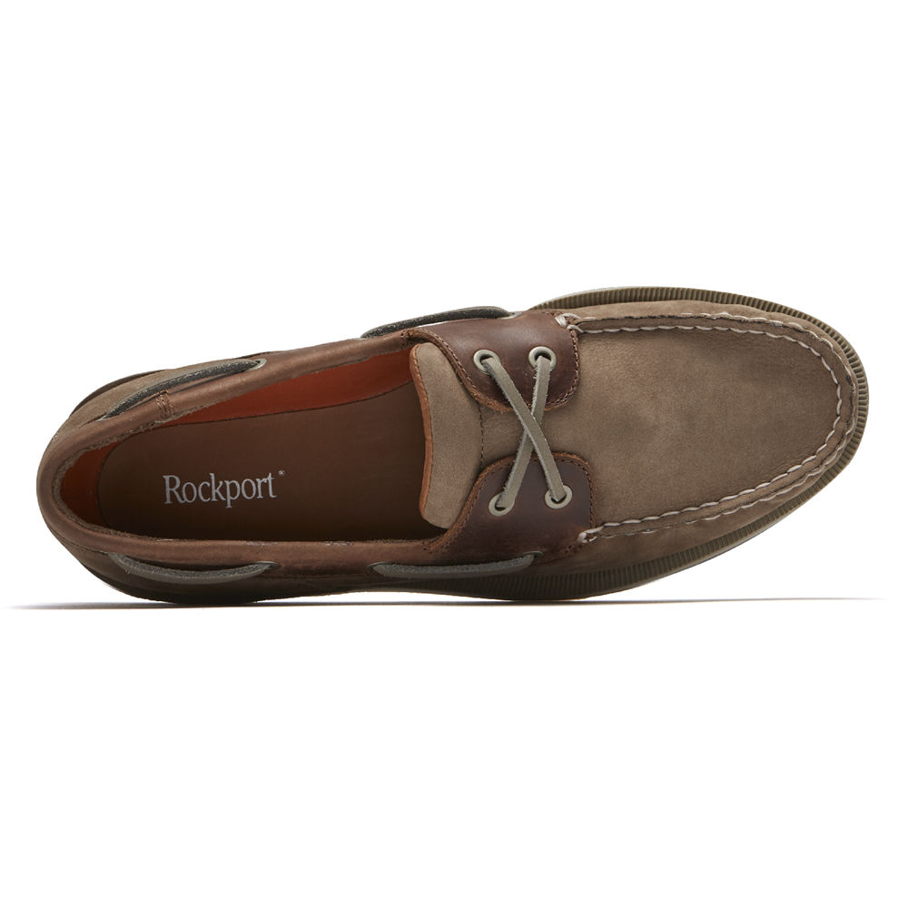 Rockport Mens Boat Shoes Grey - Perth - UK 854-LVTOHG